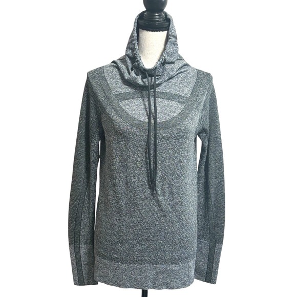 Under Armour Threadborne Cowl Neck Top Sz S Gray Heatgear Fitted Activewear - Picture 2 of 10